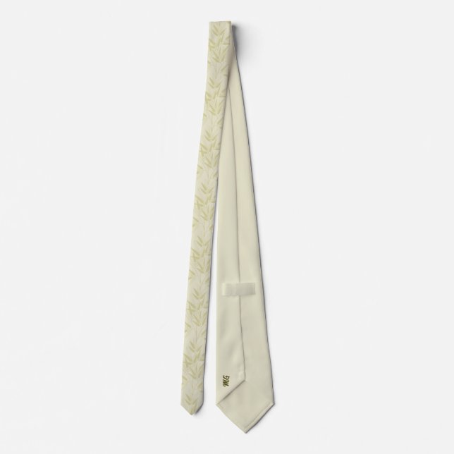 Bamboo Löv Mönster Tie - Elegant Monogram Stil Slips (Baksida)