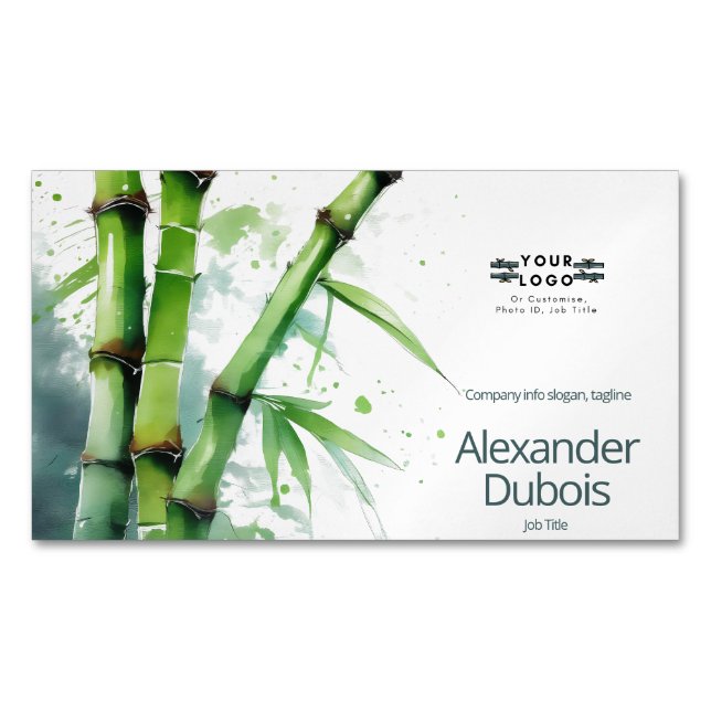 Bamboo magnet-affärskortet, modern, naturlig magnetiska visitkort (Framsida)