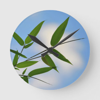 Bamboo och Blå himmel Clock Rund Klocka