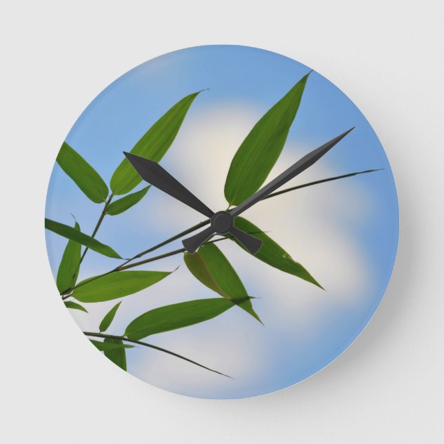 Bamboo och Blå himmel Clock Rund Klocka (Framsida)