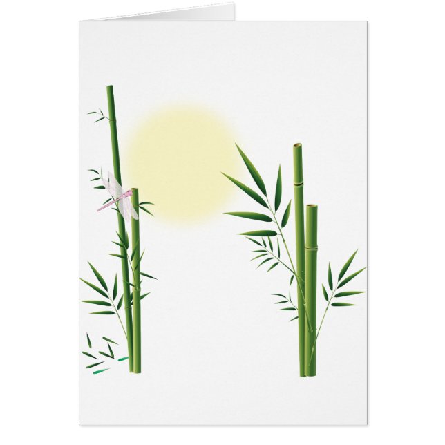 Bamboo och Dragonfly Hälsningskort (Framsidan)