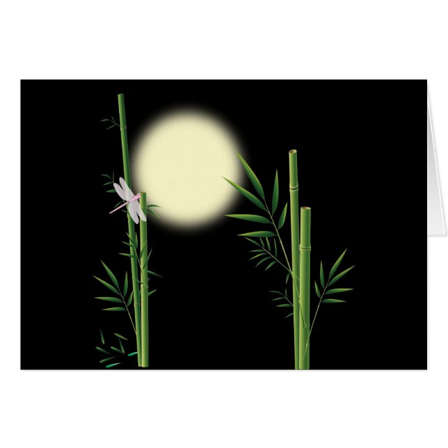 Bamboo och Dragonfly Hälsningskort (Framsidan Horizontal)