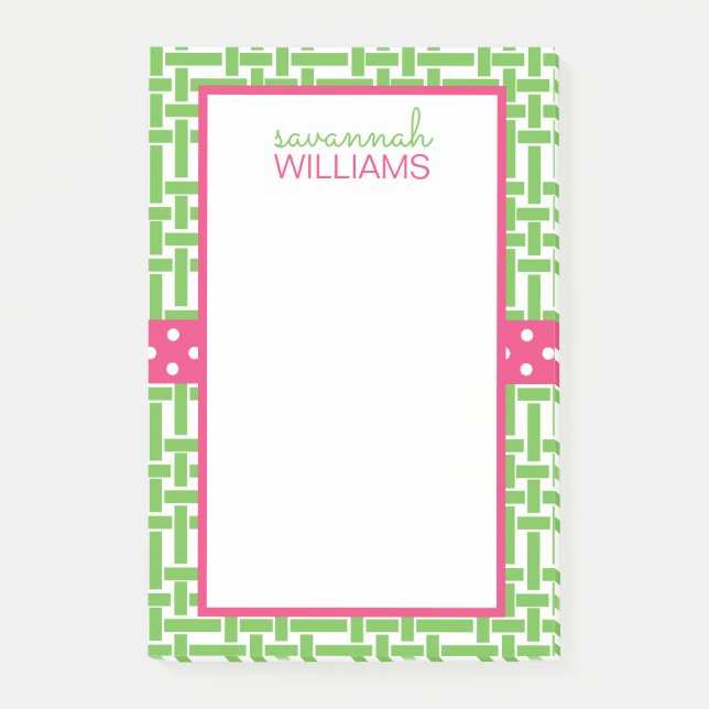 Bamboo- och Grosgrain-Personlig Post-it-Anteckning Post-it Block (Framsida)