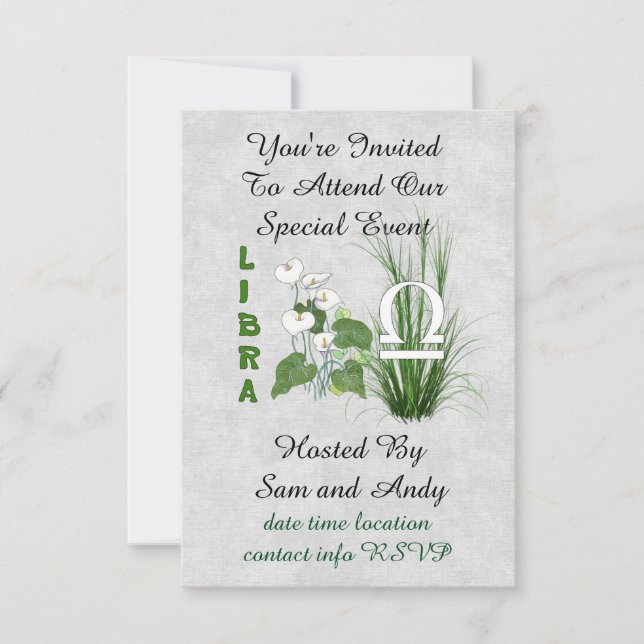 Bamboo och Lily Libra Inbjudningar (Framsida)