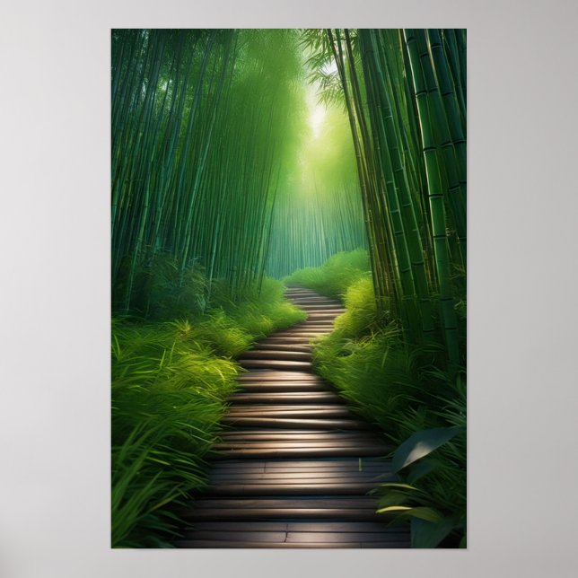 Bamboo Odyssey, A Stunning Grönt Forest Poster (Framsidan)