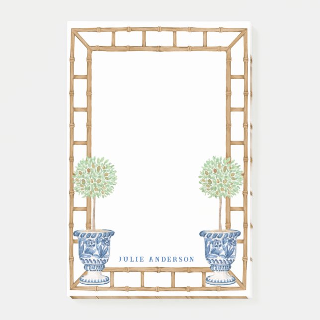 Bamboo & Olive Topiary | Chinoiserie Post-it Block (Framsida)