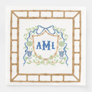 Bamboo & Olive Topiary Vapensköld Monogram Pappersservett