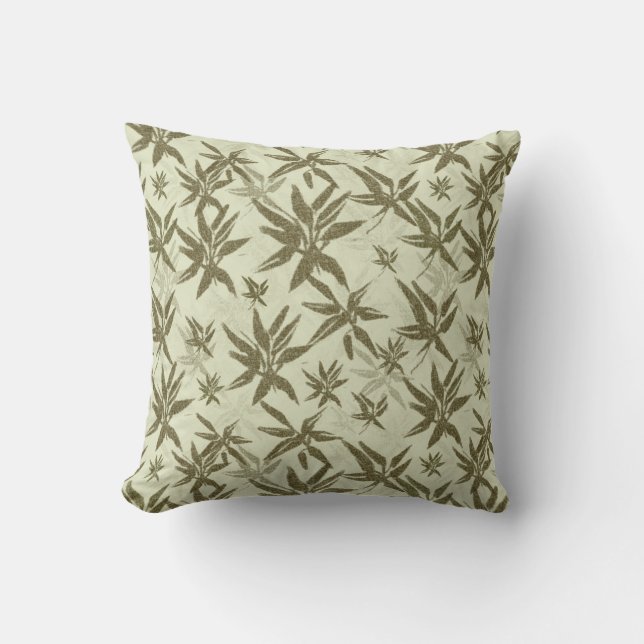 Bamboo på Beige Sheers - sömlös yta mönster. Kudde (Framsida)