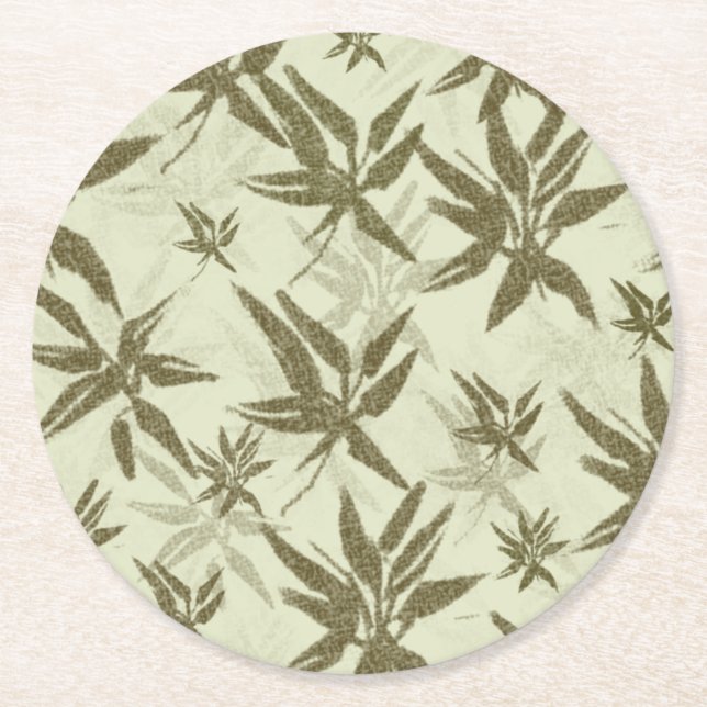 Bamboo på Beige Sheers - sömlös yta mönster. Underlägg Papper Rund (Framsidan)