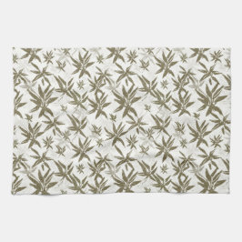 Bamboo på vitbladen - sömlös yta mönster. kökshandduk