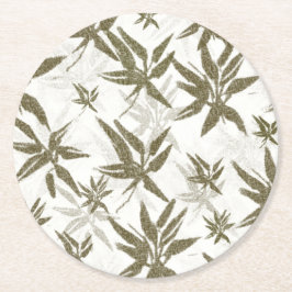 Bamboo på vitbladen - sömlös yta mönster. underlägg papper rund