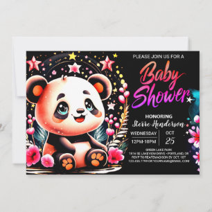 Bamboo Panda Bliss Girl Baby Shower Inbjudningar