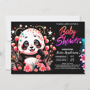 Bamboo Panda Bliss Girl Baby Shower Inbjudningar