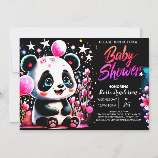 Bamboo Panda Bliss Girl Baby Shower Inbjudningar (Framsida)