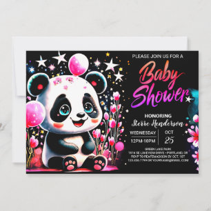 Bamboo Panda Bliss Girl Baby Shower Inbjudningar