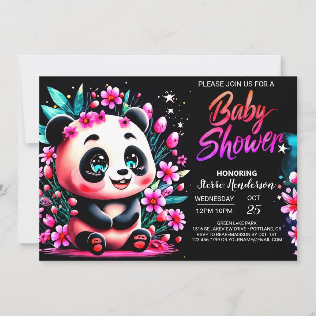 Bamboo Panda Bliss Girl Baby Shower Inbjudningar (Framsida)
