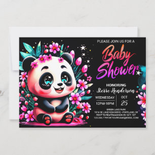 Bamboo Panda Bliss Girl Baby Shower Inbjudningar