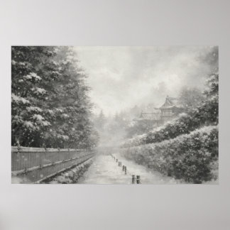 Bamboo Path in Snow – Yang | Japanese Zen Wall Art Poster