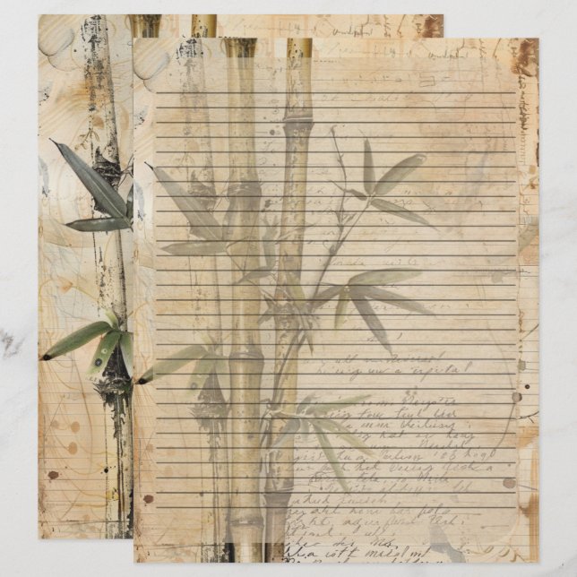Bamboo Plant Old Manuscript Brevhuvud (Fram/baksida)