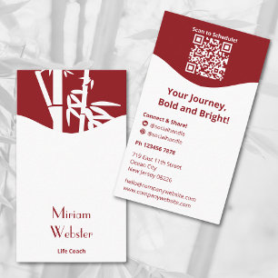 Bamboo Red White Life Coach Porträtt Personal Visitkort