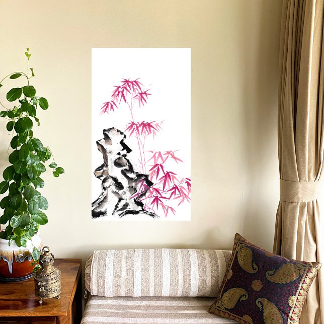 Bamboo - röd canvastryck (Skapare uppladdad)