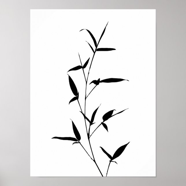 Bamboo Silhouette-bakgrundsmall svart Poster (Framsidan)