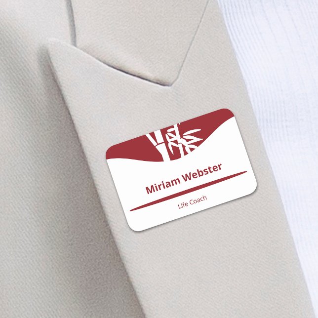 Bamboo Silhouette Life Coach Red & White Namnbricka (Bamboo Silhouette Life Coach Red & White Name)