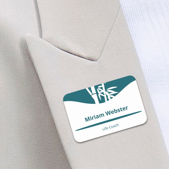 Bamboo Silhouette Life Coach Teal & White Namnbricka (Bamboo Silhouette Life Coach Teal & White Name Tag)