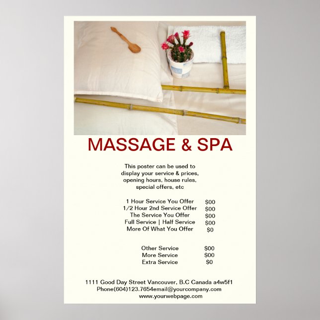 Bamboo Spa Massage Beauty Salon Poster (Framsidan)
