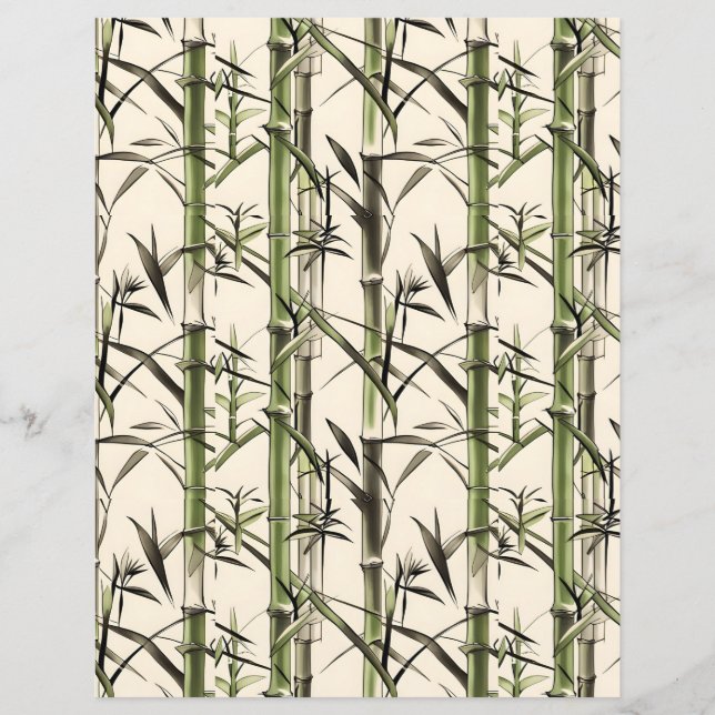 Bamboo Stalks and Löv Scrapbook Papper (Framsida)