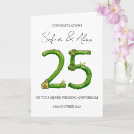 Bamboo Stil 25:e bröllop-årsdagen hälsning Kort