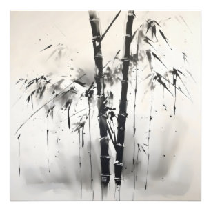 Bamboo Sumi-e Bläck Painting Fototryck