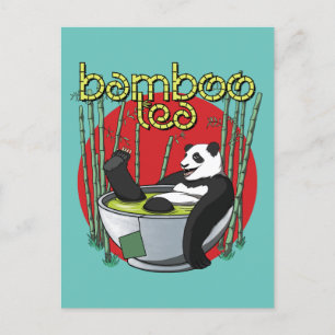 Bamboo Tea Drinker Panda Vykort