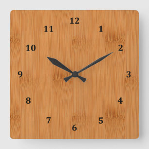 Bamboo Toast Wood Grain-utseende Fyrkantig Klocka