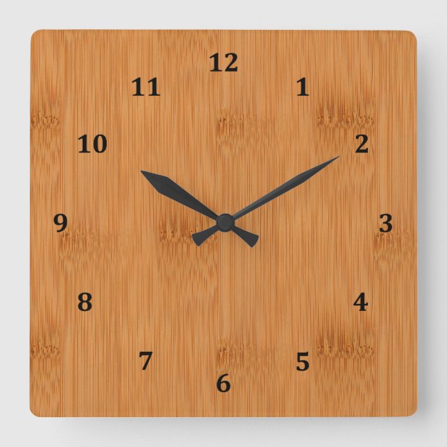 Bamboo Toast Wood Grain-utseende Fyrkantig Klocka (Framsida)