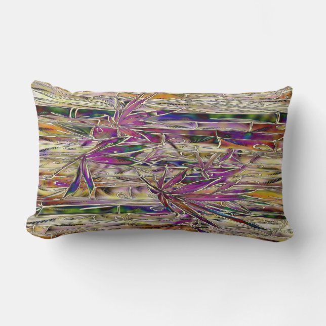Bamboo Träd Digital Painting Original Art Pitcher Lumbarkudde (Framsida)