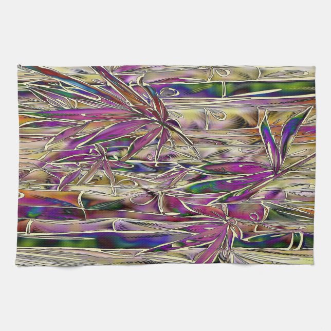 Bamboo Träd Digital Painting Original Towel Kökshandduk (Horisontell)