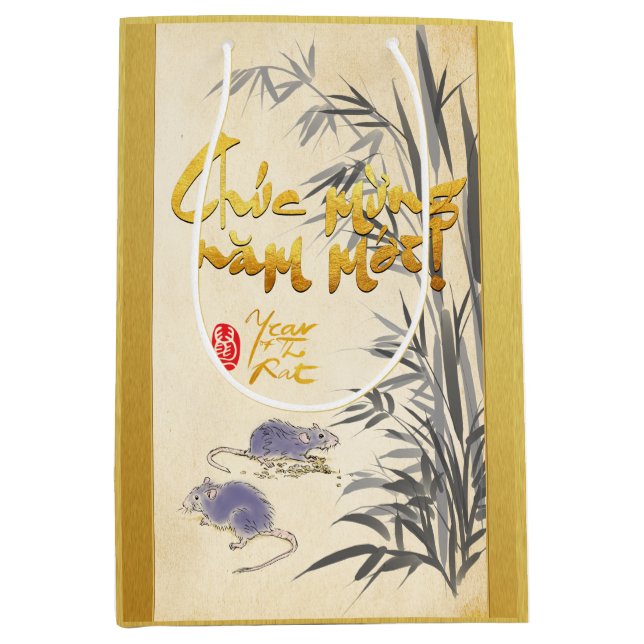 Bamboo Two Råttor Vietnamese New Year 2020 M Gift  (Framsidan)