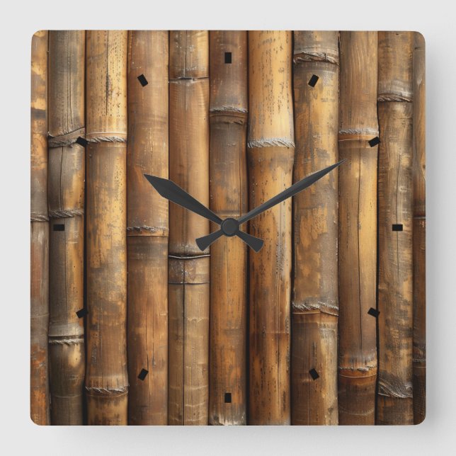 Bamboo Wall Clock Fyrkantig Klocka (Framsida)