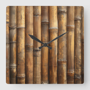 Bamboo Wall Clock Fyrkantig Klocka