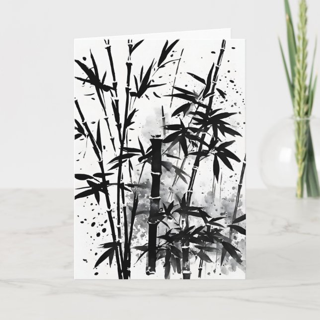 Bamboo - Watercolor flowers Kort (Framsida)
