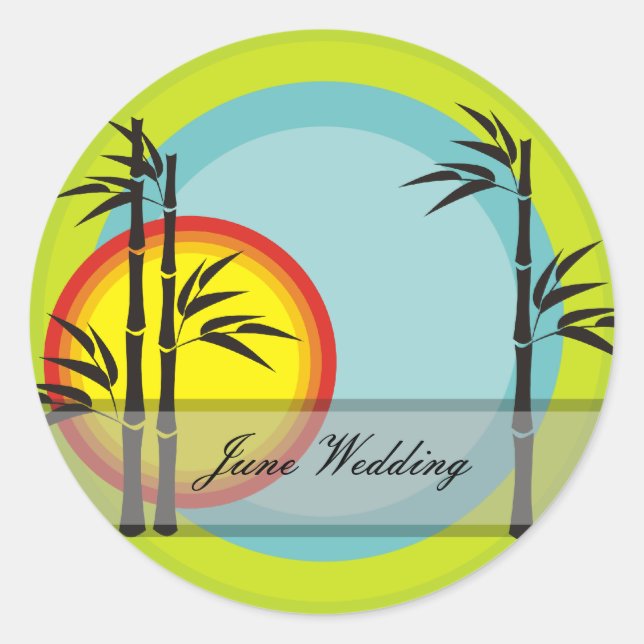 Bamboo Wedding Stickers Runt Klistermärke (Framsida)