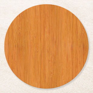 Bamboo Wood Grain Titta Underlägg Papper Rund