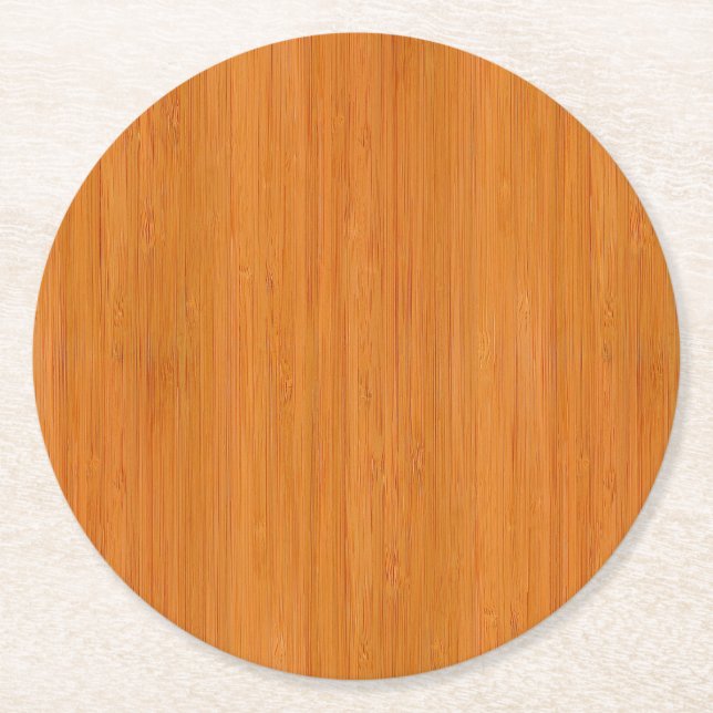 Bamboo Wood Grain Titta Underlägg Papper Rund (Framsidan)