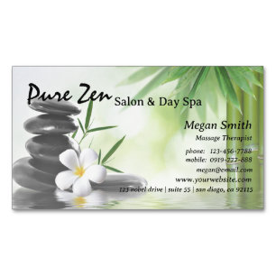 Bamboo Zen Stones Spa Skin Care Massage Salon Visitkortmagnet