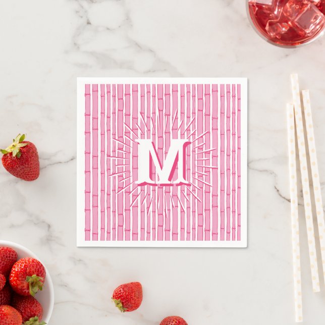 Bambooey Bamboo-ränder i rosa personlig Pappersservett (Insitu)