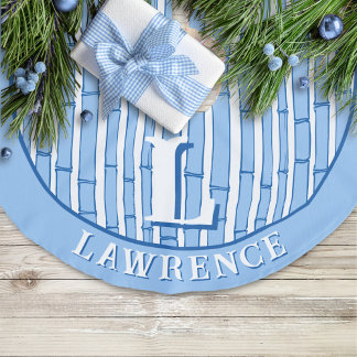 Bambooey Bamboo Stripe in Blue Personalized Julgransmatta Fusklinne