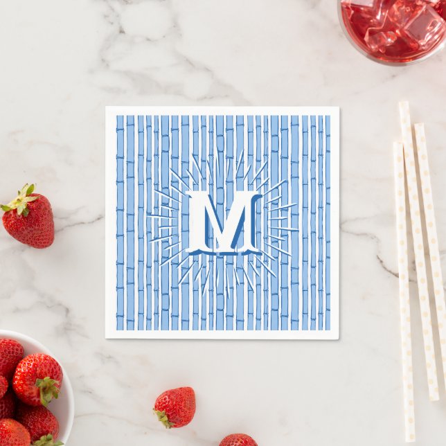 Bambooey Bamboo Stripe in Blue Personalized Pappersservett (Insitu)