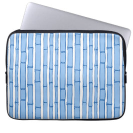 Bambooey Bambu-ränder i Blått Porslin Laptop Fodral