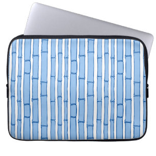 Bambooey Bambu-ränder i Blått Porslin Laptop Fodral